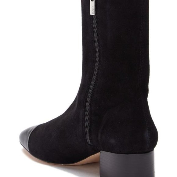 SCHUTZ Black Suede/Leather Stretch Boots - Picture 5 of 16